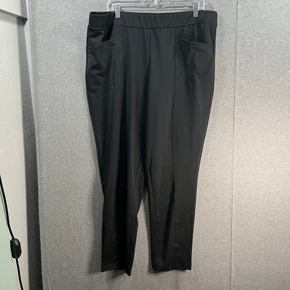 Isaac Mizrahi Live! Regular Pebble Knit Slim Leg Ankle Pant Pitch Black, Size 1X